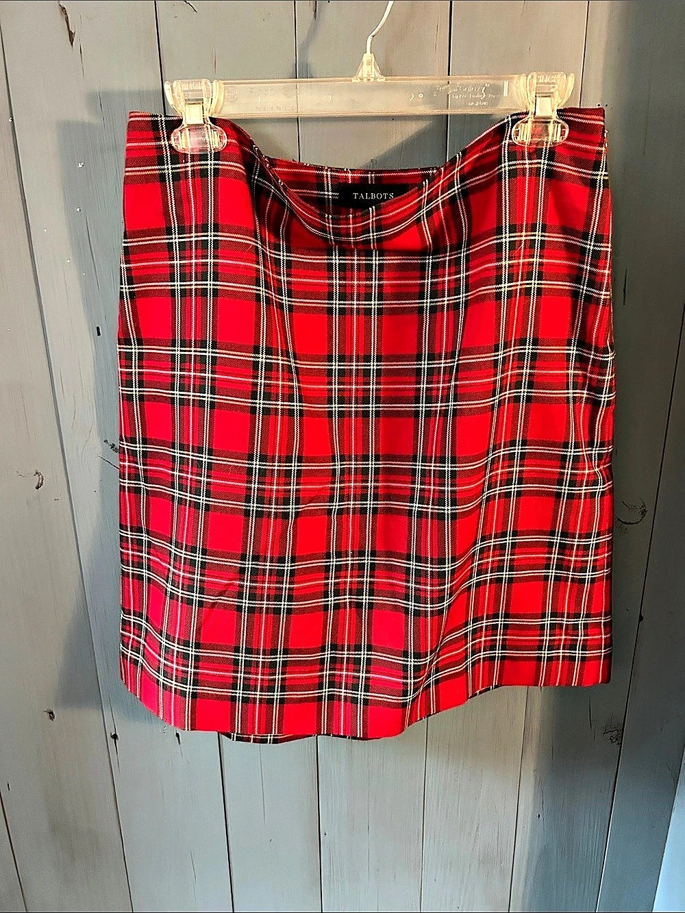 Talbots Red Plaid Pencil Skirt Red & Black | Women’s Size 10 - Holiday/X-mas